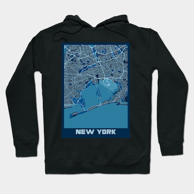 New York - United States Peace City Map Hoodie by tienstencil